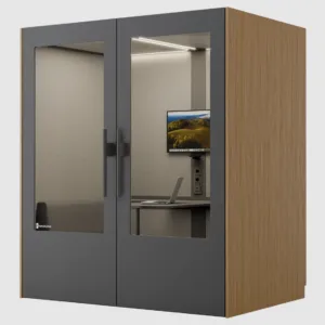 Mødeboks i antracitgrå med egetræssider