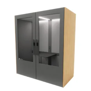 Dobbeltboks i antracitgrå med egetræssider